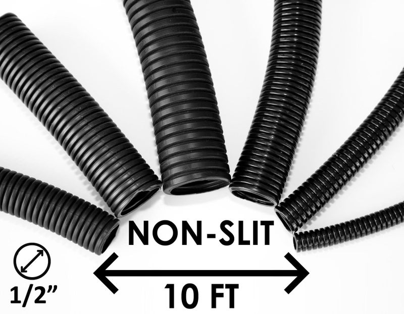 Electriduct 1/2" Wire Loom Non-Slit Polyethylene Corrugated Flexible Innerduct Conduit - 10 Feet - Black - Image 2